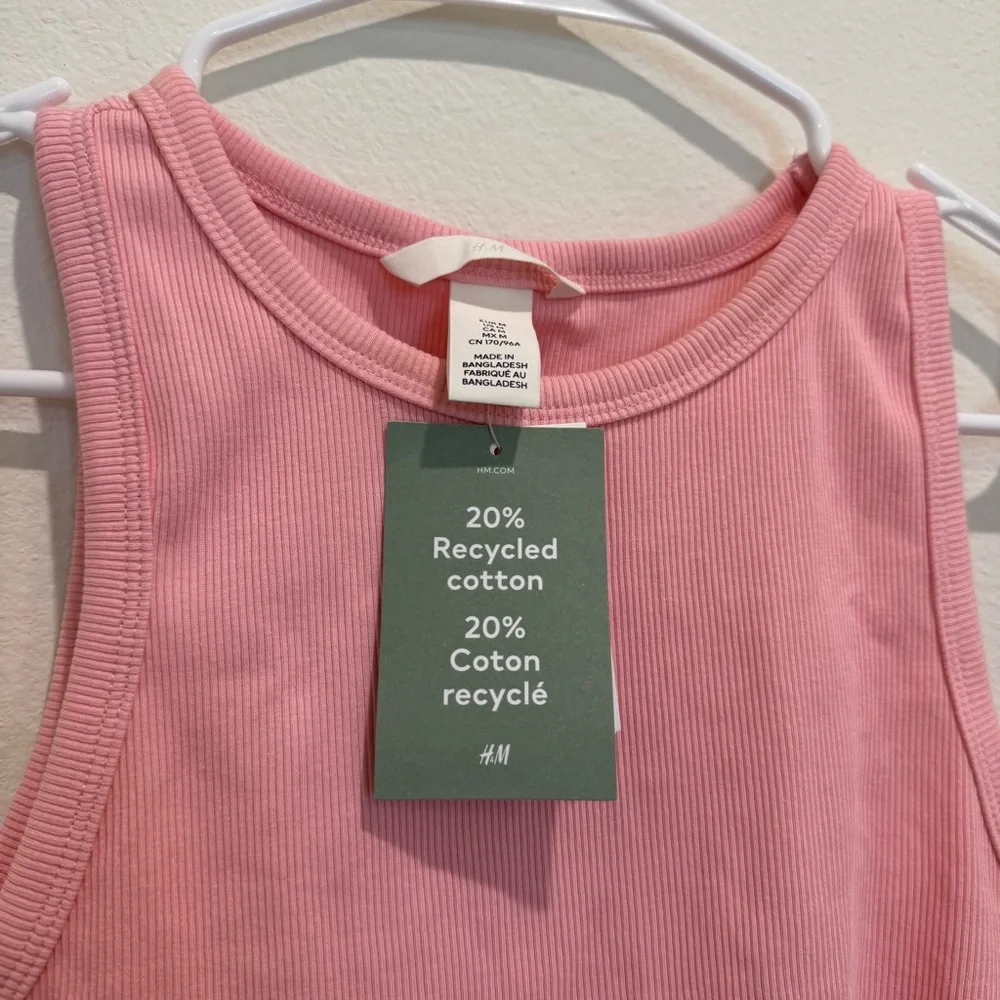 SET of TWO NWT H&M Pink and Blue Ribbed Crop Tops - Picture 4 of 10
